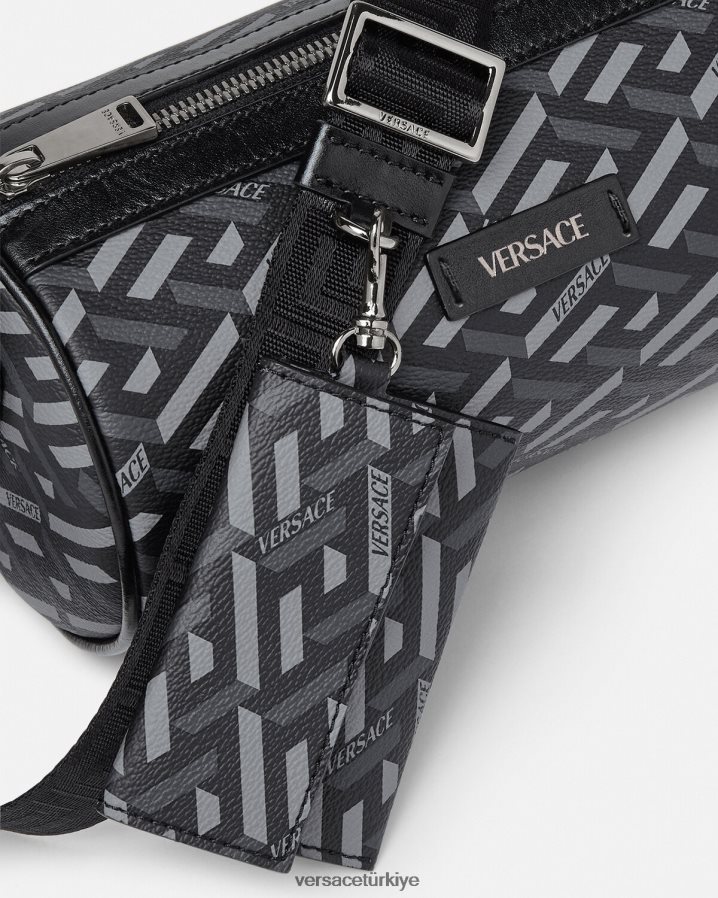 Versace la greca imzalı çapraz çanta erkekler Siyah gri çanta B0HHR81485
