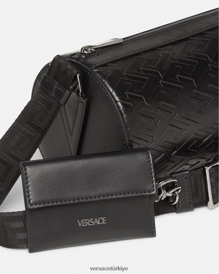 Versace la greca imzalı askılı çanta erkekler siyah çanta B0HHR81482