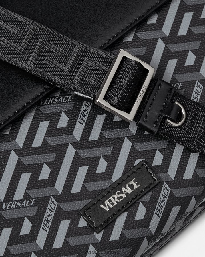 Versace la greca imzalı dizüstü bilgisayar çantası erkekler Siyah gri çanta B0HHR81483