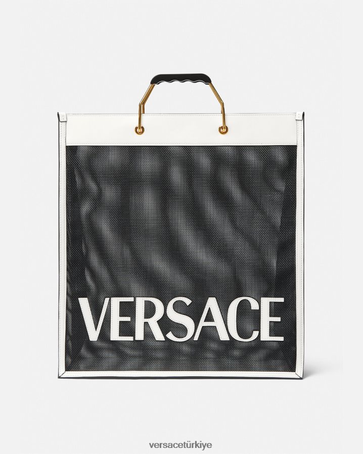 Versace alışveriş çantası erkekler siyah beyaz çanta B0HHR81508