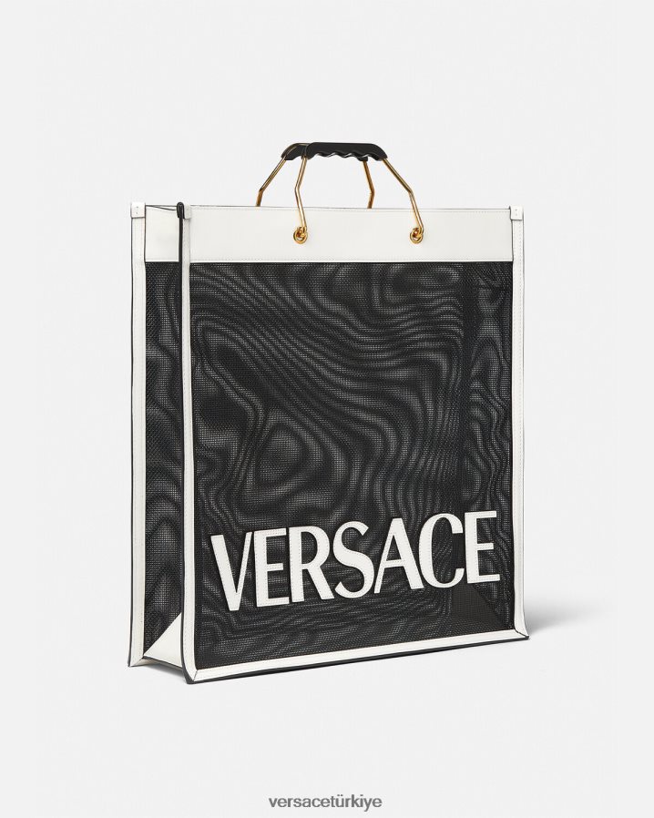 Versace alışveriş çantası erkekler siyah beyaz çanta B0HHR81508
