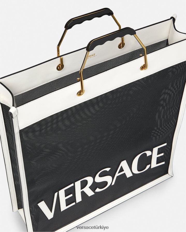 Versace alışveriş çantası erkekler siyah beyaz çanta B0HHR81508