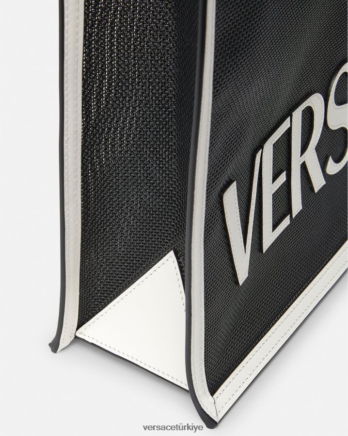 Versace alışveriş çantası erkekler siyah beyaz çanta B0HHR81508
