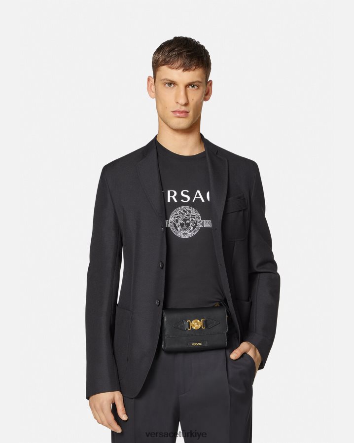 Versace medusa biggie bel çantası erkekler siyah çanta B0HHR81470