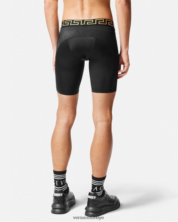 Versace Greca bisiklet şortu erkekler siyah Giyim B0HHR81456