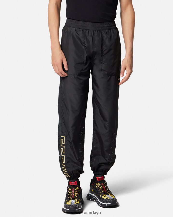 Versace Greca naylon spor salonu eşofman altı erkekler siyah Giyim B0HHR81453
