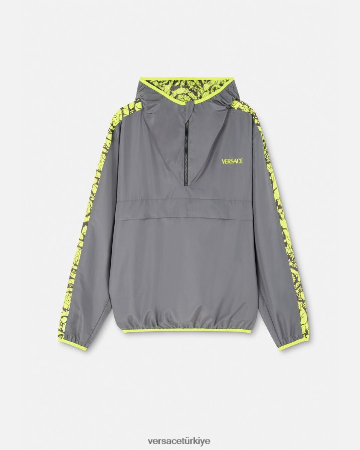 Versace barocco siluet spor salonu eşofmanı erkekler gri ve limon Giyim B0HHR81461
