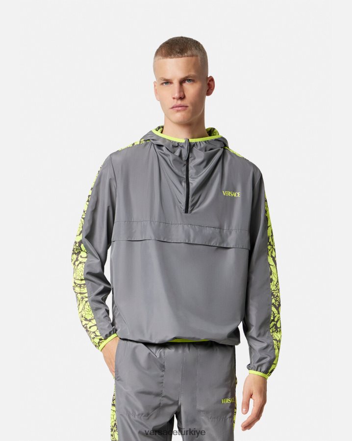 Versace barocco siluet spor salonu eşofmanı erkekler gri ve limon Giyim B0HHR81461