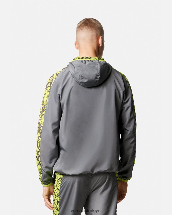 Versace barocco siluet spor salonu eşofmanı erkekler gri ve limon Giyim B0HHR81461