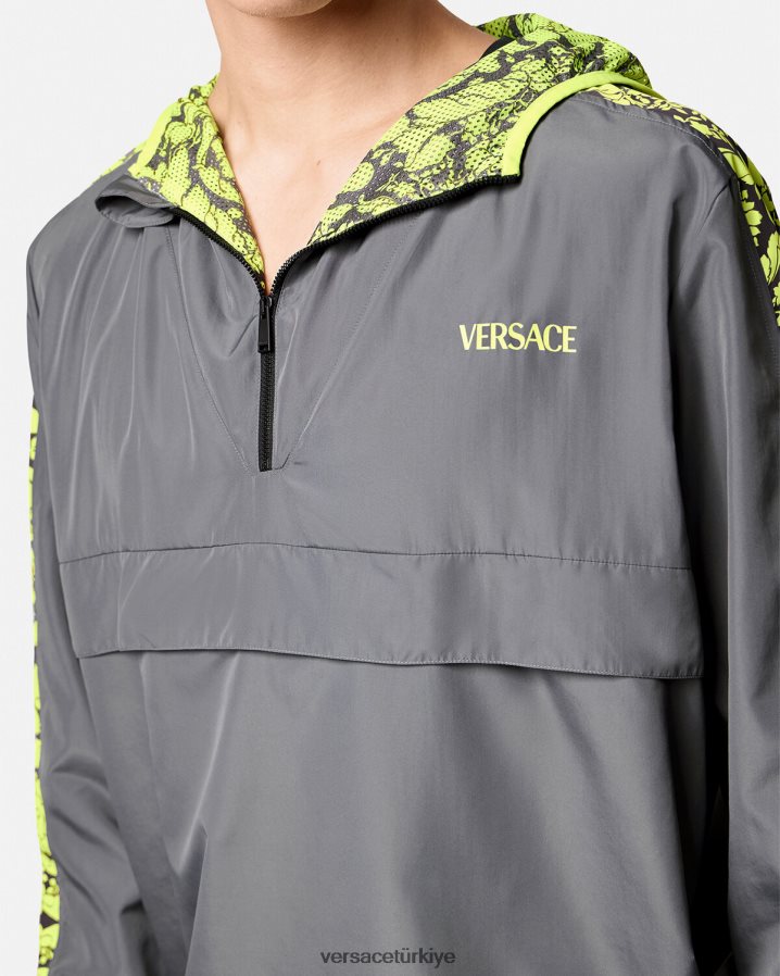 Versace barocco siluet spor salonu eşofmanı erkekler gri ve limon Giyim B0HHR81461