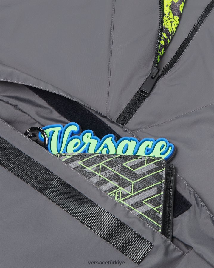 Versace barocco siluet spor salonu eşofmanı erkekler gri ve limon Giyim B0HHR81461