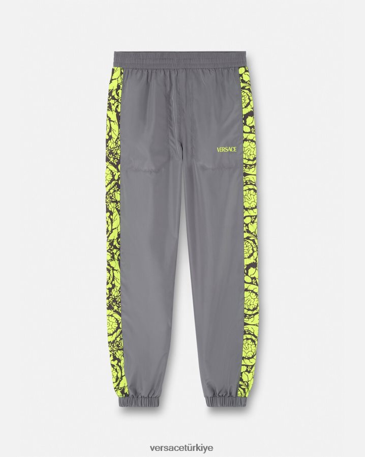 Versace barocco siluet spor salonu eşofman pantolonu erkekler gri ve limon Giyim B0HHR81460