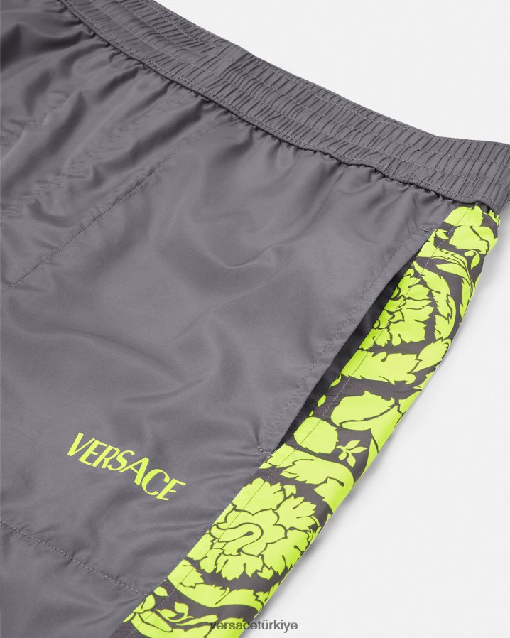 Versace barocco siluet spor salonu eşofman pantolonu erkekler gri ve limon Giyim B0HHR81460