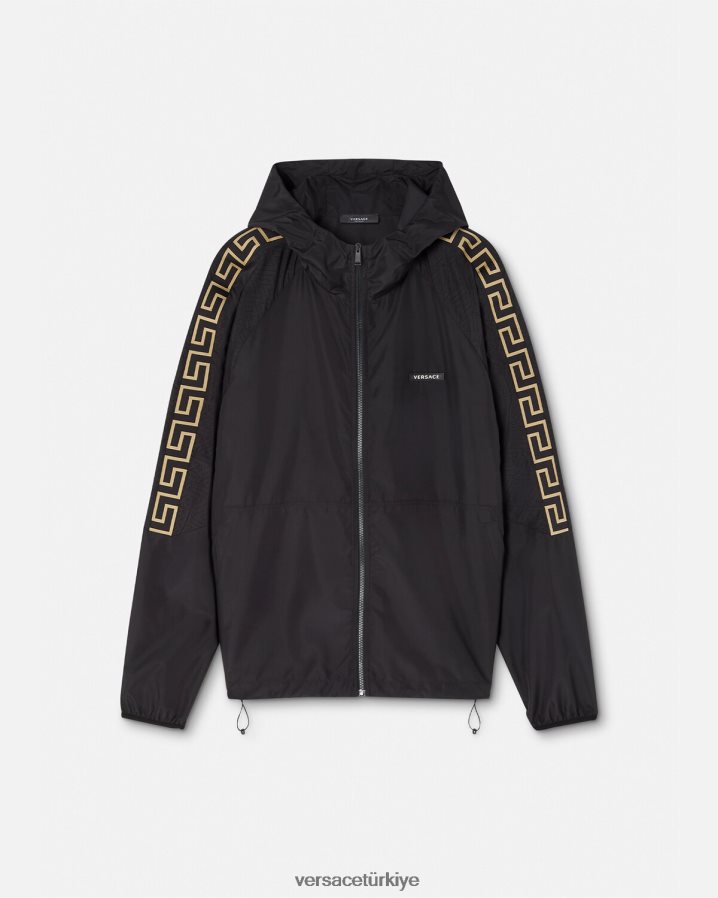 Versace greca naylon spor salonu eşofman üstü erkekler siyah Giyim B0HHR81452