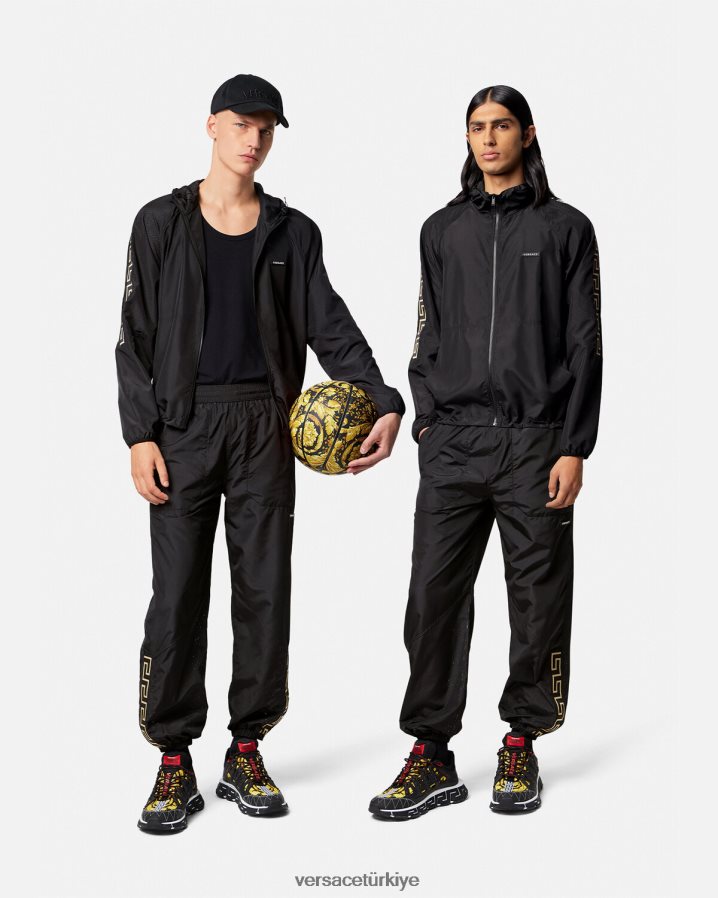 Versace greca naylon spor salonu eşofman üstü erkekler siyah Giyim B0HHR81452
