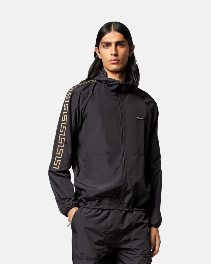 Versace greca naylon spor salonu eşofman üstü erkekler siyah Giyim B0HHR81452
