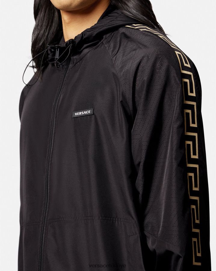 Versace greca naylon spor salonu eşofman üstü erkekler siyah Giyim B0HHR81452