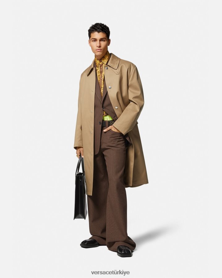 Versace barocco 660 kazayağı desenli blazer erkekler kahverengi ve altın Giyim B0HHR81279