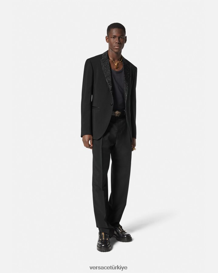 Versace barocco siluet gece ceketi erkekler siyah Giyim B0HHR81265