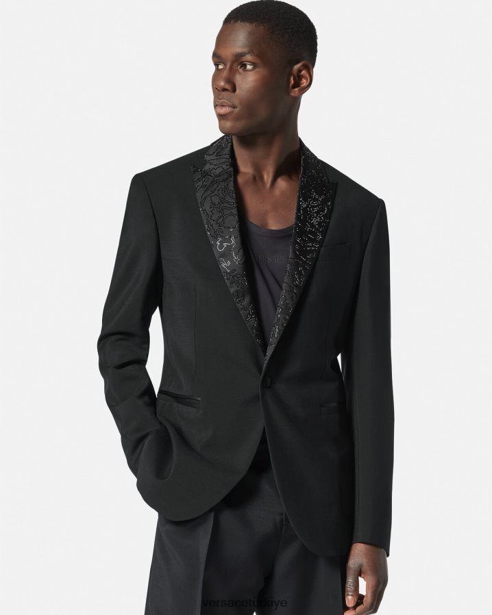 Versace barocco siluet gece ceketi erkekler siyah Giyim B0HHR81265