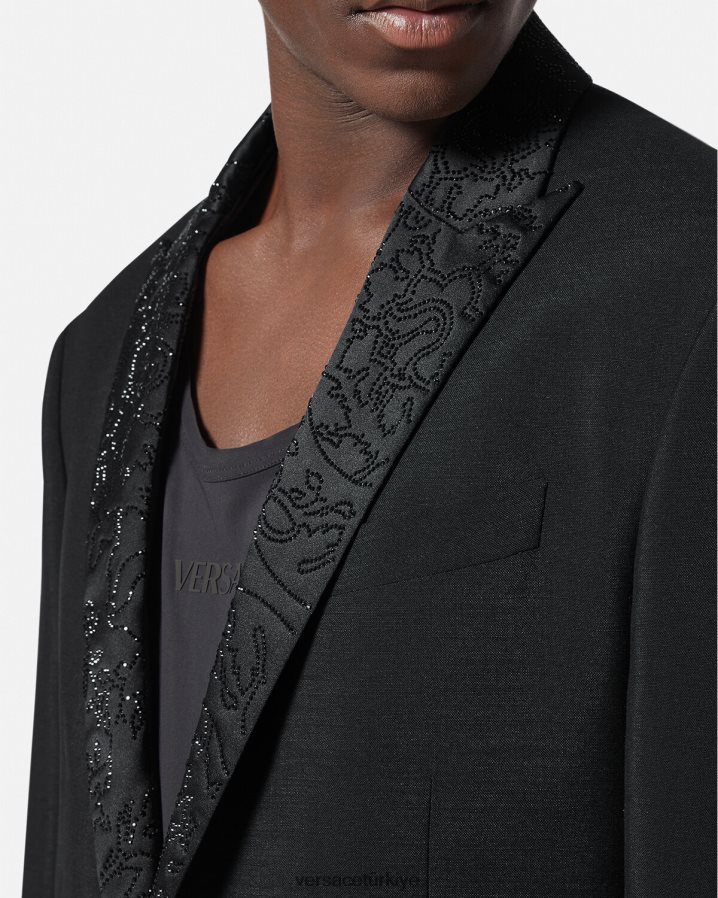 Versace barocco siluet gece ceketi erkekler siyah Giyim B0HHR81265