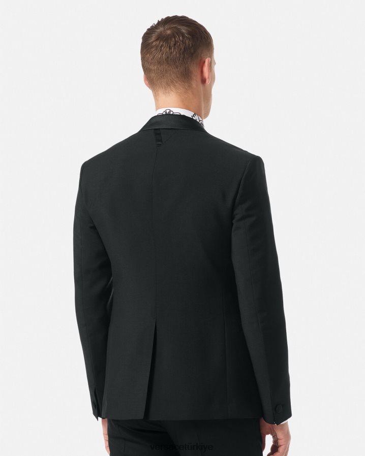 Versace barok işlemeli resmi blazer erkekler siyah Giyim B0HHR81262