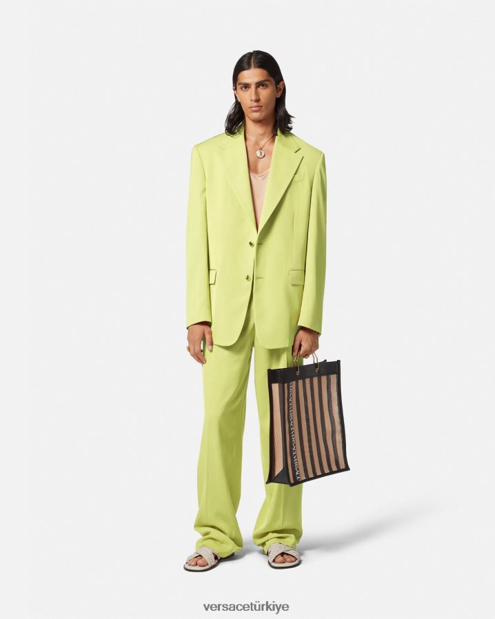 Versace geniş bacak resmi pantolon erkekler kireç Giyim B0HHR81273