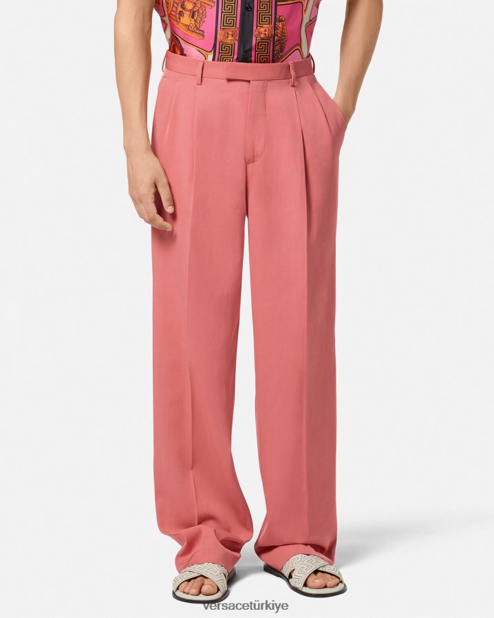 Versace geniş bacak resmi pantolon erkekler pembe Giyim B0HHR81274