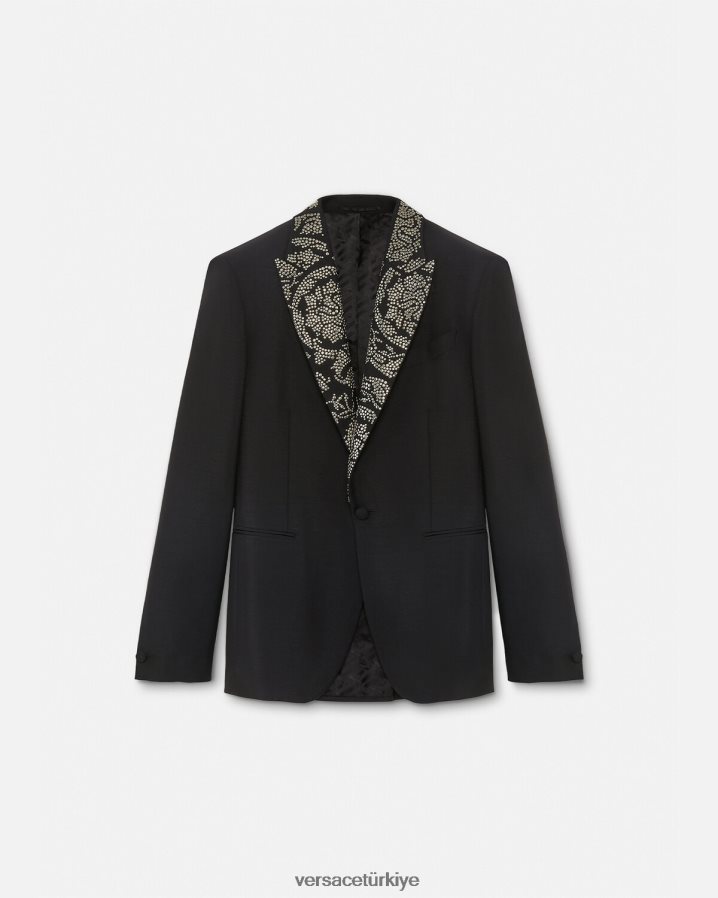 Versace çivili barok silueti blazer erkekler siyah Giyim B0HHR81275