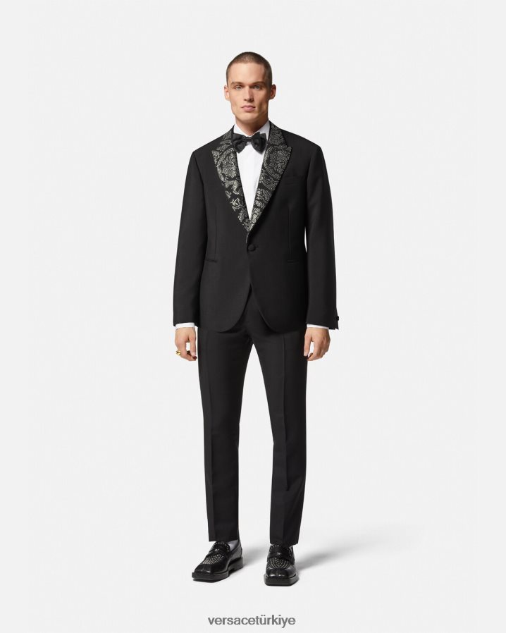 Versace çivili barok silueti blazer erkekler siyah Giyim B0HHR81275