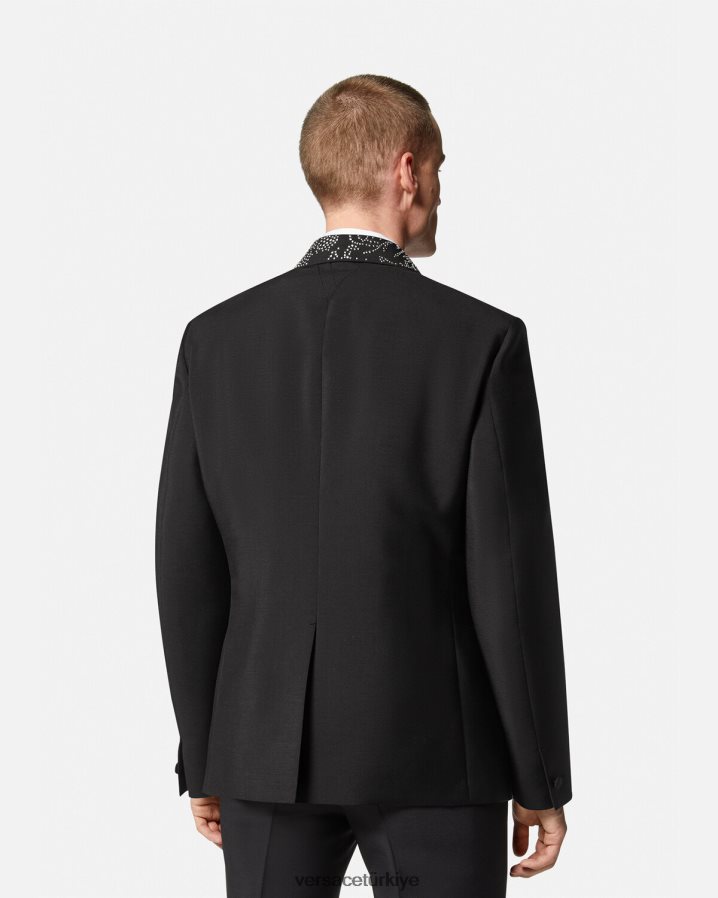 Versace çivili barok silueti blazer erkekler siyah Giyim B0HHR81275