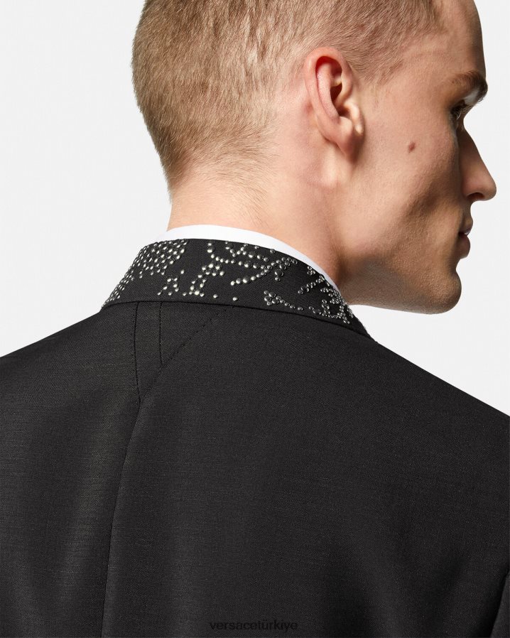Versace çivili barok silueti blazer erkekler siyah Giyim B0HHR81275
