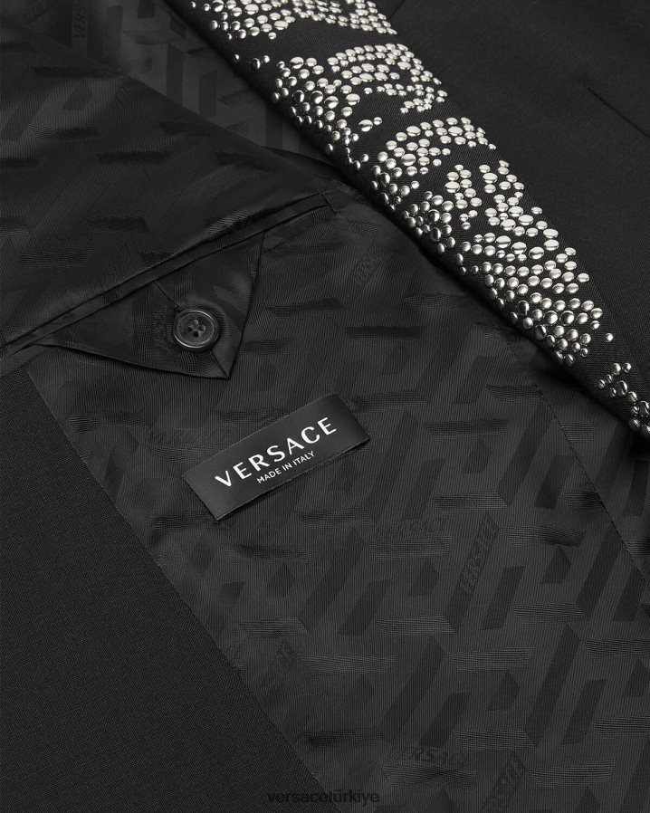 Versace çivili barok silueti blazer erkekler siyah Giyim B0HHR81275