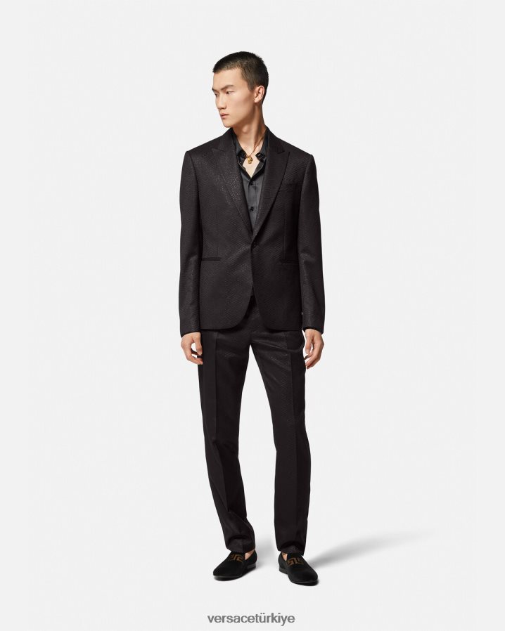 Versace la greca jakarlı blazer erkekler siyah Giyim B0HHR81277