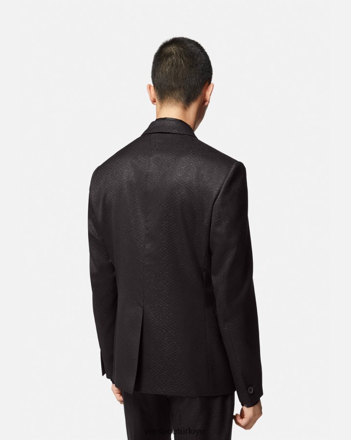 Versace la greca jakarlı blazer erkekler siyah Giyim B0HHR81277