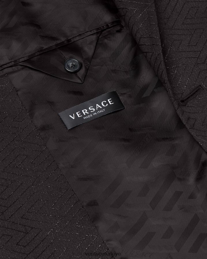 Versace la greca jakarlı blazer erkekler siyah Giyim B0HHR81277