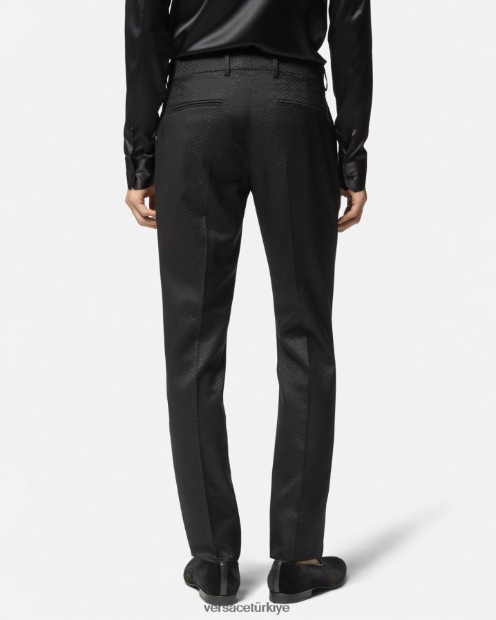 Versace la greca jakarlı pantolon erkekler siyah Giyim B0HHR81276