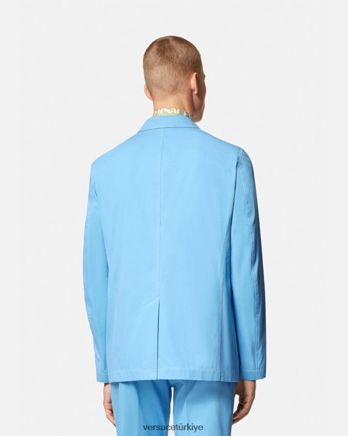 Versace medusa biggie tek sıra düğmeli blazer erkekler açık mavi Giyim B0HHR81266