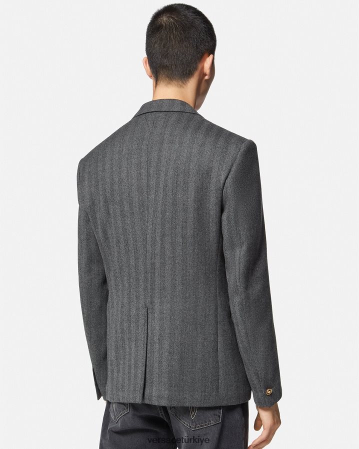 Versace medusa kaşmir blazer erkekler gri Giyim B0HHR81263