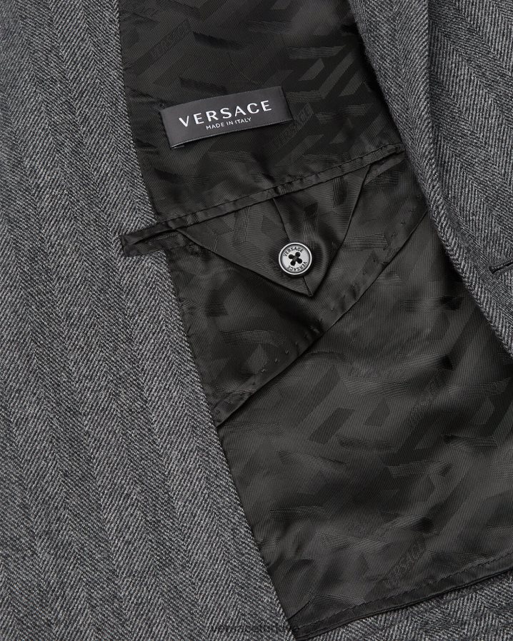 Versace medusa kaşmir blazer erkekler gri Giyim B0HHR81263