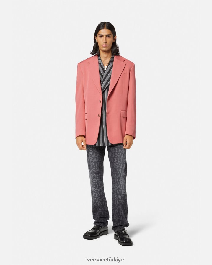 Versace tek sıralı blazer erkekler pembe Giyim B0HHR81272