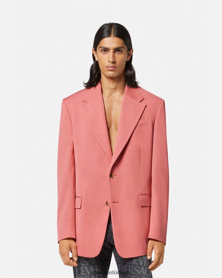 Versace tek sıralı blazer erkekler pembe Giyim B0HHR81272