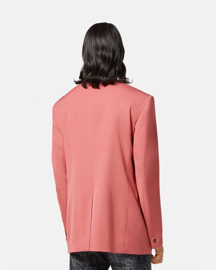 Versace tek sıralı blazer erkekler pembe Giyim B0HHR81272