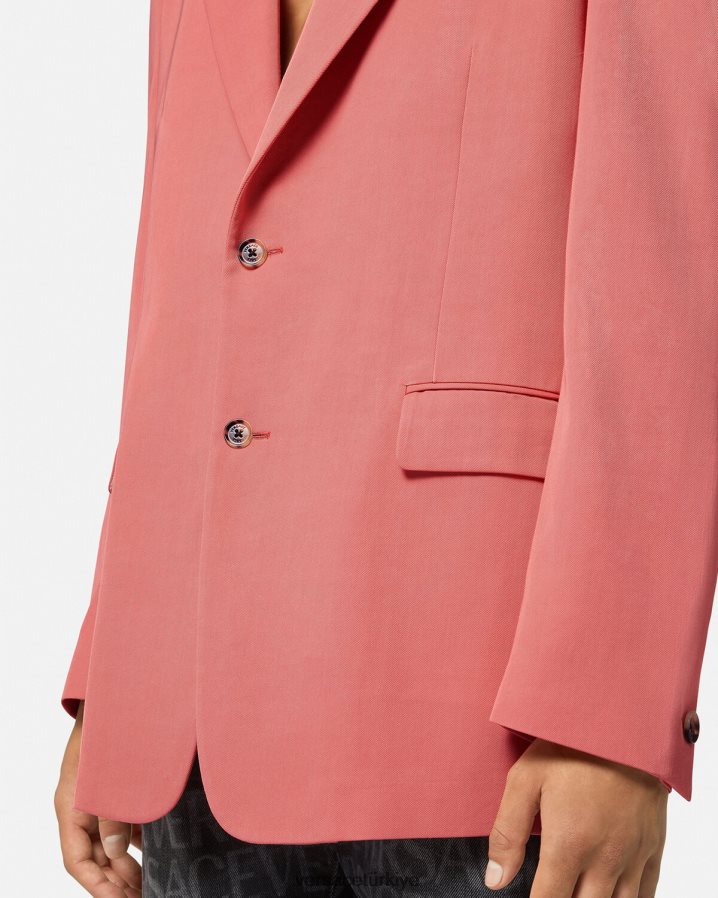 Versace tek sıralı blazer erkekler pembe Giyim B0HHR81272