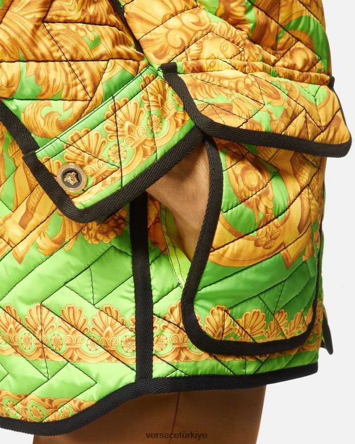 Versace barocco 660 kapitone bluz ceket erkekler altın ve yeşil Giyim B0HHR81242