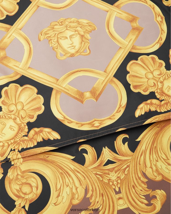 Versace barocco 660 rüzgarlık ceket erkekler kahverengi ve altın Giyim B0HHR81241