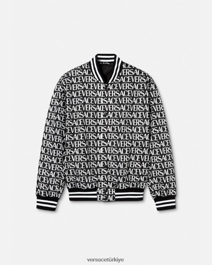 Versace boydan boya bomber ceket erkekler siyah ve baskı Giyim B0HHR81238