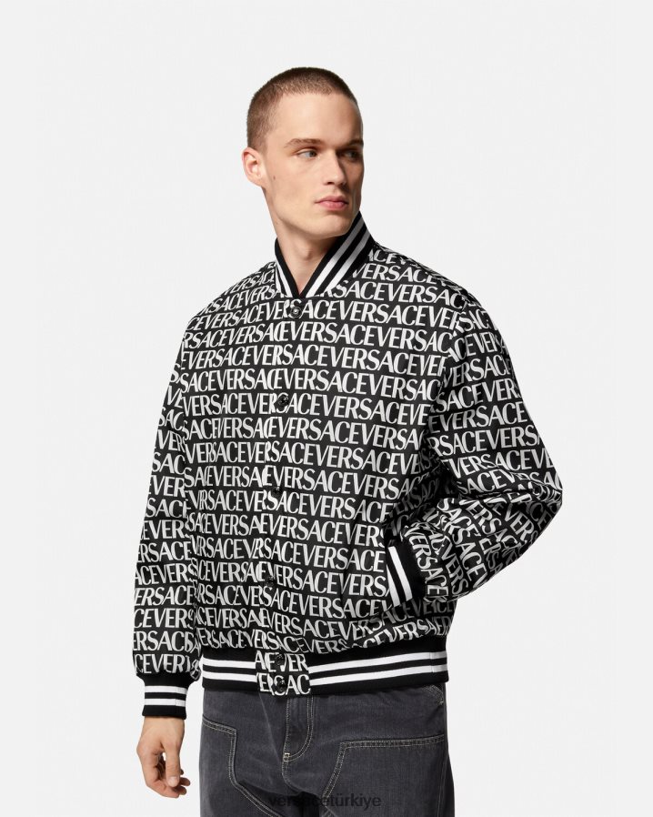 Versace boydan boya bomber ceket erkekler siyah ve baskı Giyim B0HHR81238
