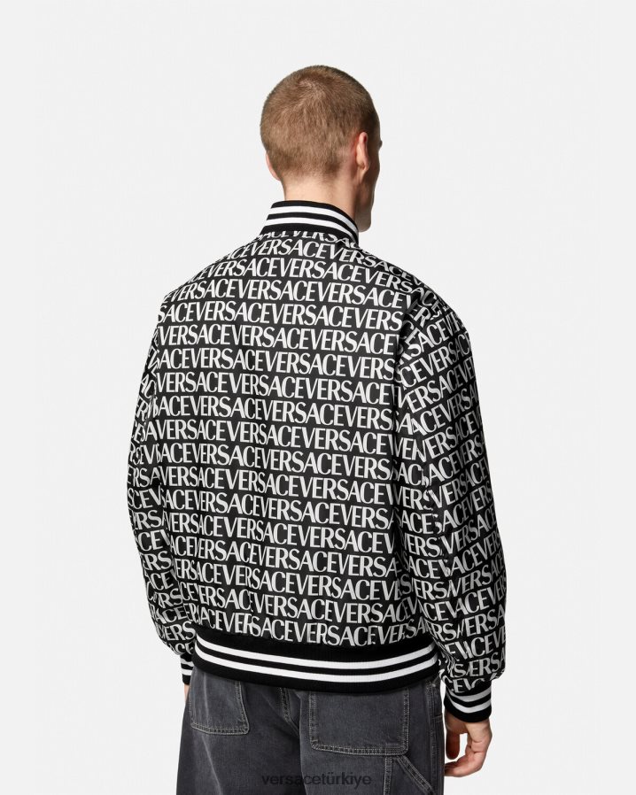 Versace boydan boya bomber ceket erkekler siyah ve baskı Giyim B0HHR81238