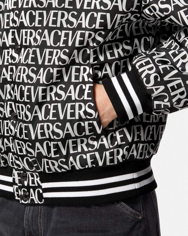 Versace boydan boya bomber ceket erkekler siyah ve baskı Giyim B0HHR81238